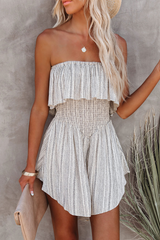 Fashion Casual Print Split Joint Flounce Strapless A Line Dresses