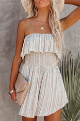Fashion Casual Print Split Joint Flounce Strapless A Line Dresses