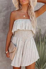 Fashion Casual Print Split Joint Flounce Strapless A Line Dresses