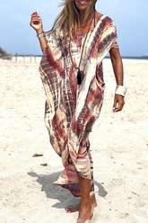 Casual Vacation Tie Dye O Neck Dresses