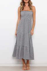 Casual Elegant Plaid Split Joint Flounce Spaghetti Strap A Line Dresses