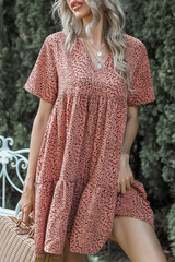 Casual Elegant Print Split Joint V Neck Princess Dresses