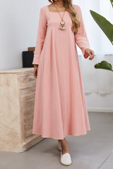 Casual Simplicity Solid Square Collar A Line Dresses
