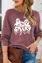 Casual Print Split Joint Basic O Neck Tops