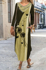 Casual Print Split Joint Contrast Irregular Dress Dresses
