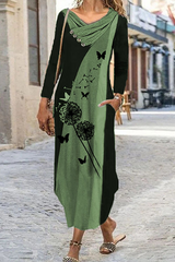 Casual Print Split Joint Contrast Irregular Dress Dresses