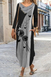 Casual Print Split Joint Contrast Irregular Dress Dresses