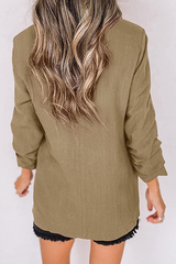 Casual Elegant Solid Split Joint Pocket Turndown Collar Outerwear
