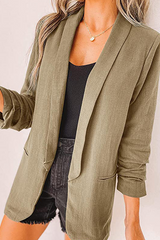 Casual Elegant Solid Split Joint Pocket Turndown Collar Outerwear