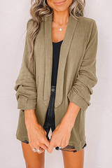 Casual Elegant Solid Split Joint Pocket Turndown Collar Outerwear