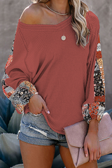 Casual Print Split Joint Basic V Neck Tops£¨9 colors£©