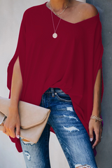 Casual Solid Split Joint One Shoulder T-Shirts(6 colors)