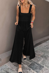 Casual Solid Split Joint Square Collar Straight Jumpsuits(6 colors)