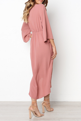 Casual Solid Split Joint O Neck Irregular Dress Dresses