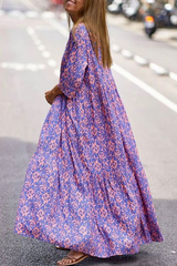Fashion Print Patchwork V Neck Straight Dresses