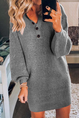 Casual Solid Patchwork V Neck Straight Dresses(3 colors)