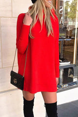Casual Elegant Solid Color Turtleneck One Step Skirt Dresses(4 Colors)