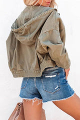 Casual Elegant Solid Buckle Solid Color Hooded Collar Outerwear