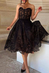 Print Patchwork Strapless Irregular Dress Dresses(6 Colors)