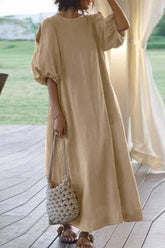 Casual Simplicity Solid Solid Color O Neck Dresses(3 Colors)