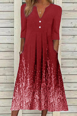 Casual Print Printing V Neck A Line Dresses