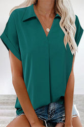 Work Simplicity Solid V Neck Blouses(5 Colors)