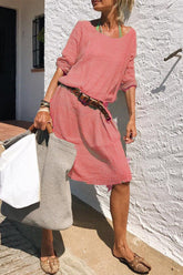 Casual Simplicity Solid Without Belt Solid Color O Neck Long Sleeve Dresses