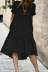 Casual Solid Solid Color O Neck Short Sleeve Dress Dresses