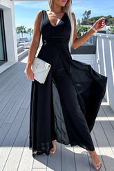 Casual Solid Solid Color V Neck Regular Jumpsuits
