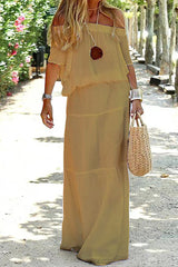 Casual Daily Solid Solid Color Off the Shoulder Beach Dress Short Sleeve Dress