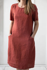 Casual College Print Pocket O Neck Short Sleeve Dress