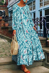 Elegant College Geometric Printing O Neck Printed Dress Dresses