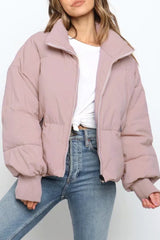 Casual Solid Pocket Zipper Mandarin Collar Outerwear