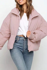 Casual Solid Pocket Zipper Mandarin Collar Outerwear