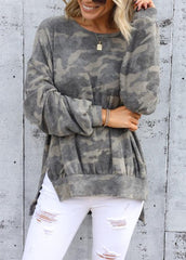 Camouflage Printed Long Sleeve Top
