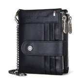 Double Zipper Leather Men's Horse Purse