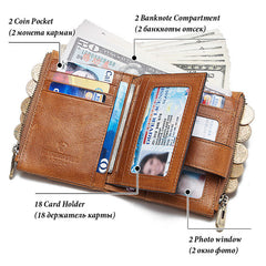 Double Zipper Leather Men's Horse Purse
