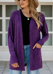 Casual Round Neck Long Sleeve Cardigan