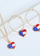 Cute Flag Day Theme Love Shape Necklace And Earrings Set