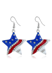 Cute Flag Day Theme Star Shape Earrings