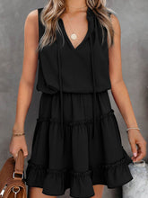 Draw String V Neck Tank Mini Dress