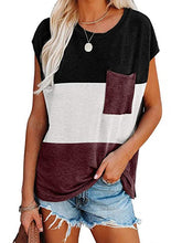Casual Crewneck Cap Sleeve T Shirt with Pocket
