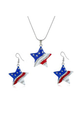 Cute Flag Day Theme Star And Love Shape Necklace And Earrings Set