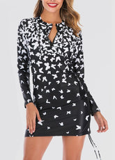 Drawstring Printed Swindress And Panty Set