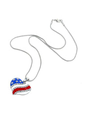 Cute Flag Day Theme Love Shape Necklace