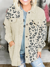 Turn Down Collar Button Long Sleeve Leopard Print Jacket