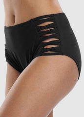 Cut Out Solid Color High Waist Swim Panty