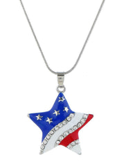 Cute Flag Day Theme Star And Love Shape Necklace And Earrings Set