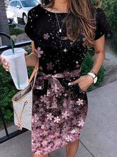 Wrap Front Floral Printed Short Sleeve Midi Dress