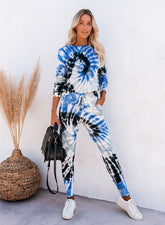 Fall Women Tie Dyed Long Sleeve Casual Suits